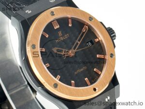 Classic Fusion 42mm Real Black Ceramic YDF 1:1 Best Edition Carbon Dial RG Bezel on Black Gummy Strap SW300 - Image 3