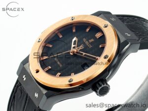 Classic Fusion 42mm Real Black Ceramic YDF 1:1 Best Edition Carbon Dial RG Bezel on Black Gummy Strap SW300 - Image 5