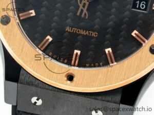 Classic Fusion 42mm Real Black Ceramic YDF 1:1 Best Edition Carbon Dial RG Bezel on Black Gummy Strap SW300 - Image 11
