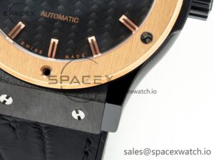 Classic Fusion 42mm Real Black Ceramic YDF 1:1 Best Edition Carbon Dial RG Bezel on Black Gummy Strap SW300 - Image 12