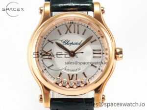 Happy Sports 30MM YF RG White Dial on Green Leather Strap A2892 - Image 2
