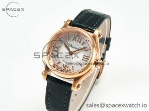 Happy Sports 30MM YF RG White Dial on Green Leather Strap A2892 - Image 4