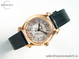 Happy Sports 30MM YF RG White Dial on Green Leather Strap A2892 - Image 7