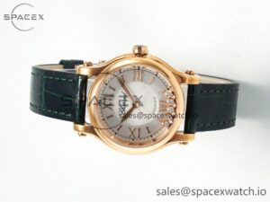 Happy Sports 30MM YF RG White Dial on Green Leather Strap A2892 - Image 8