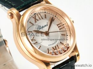 Happy Sports 30MM YF RG White Dial on Green Leather Strap A2892 - Image 3