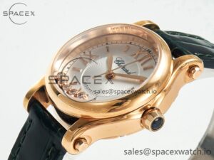 Happy Sports 30MM YF RG White Dial on Green Leather Strap A2892 - Image 5