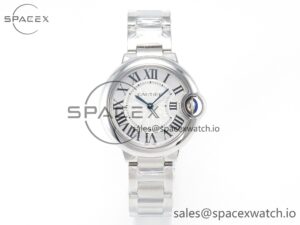 Ballon Bleu 33mm SS AF 1:1 Best Edition White Textured Dial on SS Bracelet Ronda Quartz