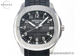 Aquanaut 5168G 42mm SS 3KF 1:1 Best Edition Black Dial on Black Rubber Strap A324 Super Clone V2 - Image 2