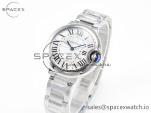 Ballon Bleu 33mm SS AF 1:1 Best Edition White Textured Dial on SS Bracelet Ronda Quartz - Image 4
