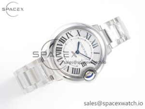 Ballon Bleu 33mm SS AF 1:1 Best Edition White Textured Dial on SS Bracelet Ronda Quartz - Image 7