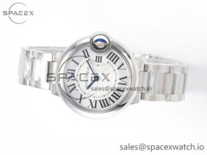 Ballon Bleu 33mm SS AF 1:1 Best Edition White Textured Dial on SS Bracelet Ronda Quartz - Image 8