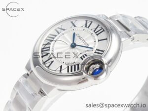 Ballon Bleu 33mm SS AF 1:1 Best Edition White Textured Dial on SS Bracelet Ronda Quartz - Image 5