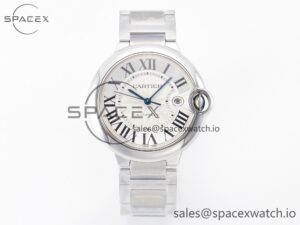 Ballon Bleu 42mm SS AF 1:1 Best Edition White Texture Dial on SS Bracelet A2824 V5