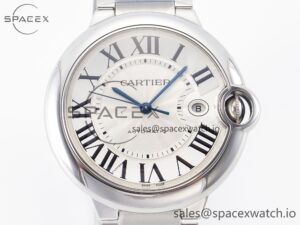 Ballon Bleu 42mm SS AF 1:1 Best Edition White Texture Dial on SS Bracelet A2824 V5 - Image 2