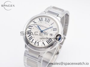 Ballon Bleu 42mm SS AF 1:1 Best Edition White Texture Dial on SS Bracelet A2824 V5 - Image 4
