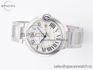 Ballon Bleu 42mm SS AF 1:1 Best Edition White Texture Dial on SS Bracelet A2824 V5 - Image 8
