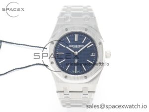 Royal Oak 39mm 15202 SS ZF 1:1 Best Edition Blue Textured Dial on SS Bracelet A2121 V2