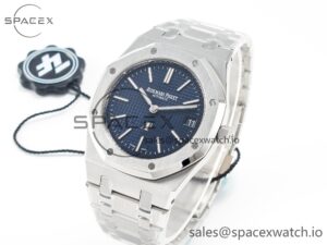 Royal Oak 39mm 15202 SS ZF 1:1 Best Edition Blue Textured Dial on SS Bracelet A2121 V2 - Image 4