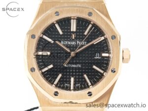 Royal Oak 41mm 15400 RG ZF 1:1 Best Edition Black Textured Dial on RG Bracelet V2 SA3120 Super Clone - Image 2