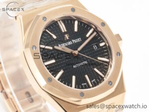 Royal Oak 41mm 15400 RG ZF 1:1 Best Edition Black Textured Dial on RG Bracelet V2 SA3120 Super Clone - Image 3