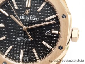 Royal Oak 41mm 15400 RG ZF 1:1 Best Edition Black Textured Dial on RG Bracelet V2 SA3120 Super Clone - Image 11