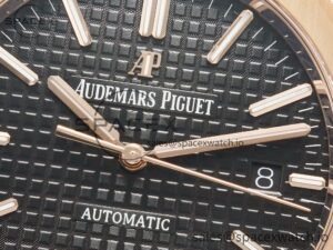 Royal Oak 41mm 15400 RG ZF 1:1 Best Edition Black Textured Dial on RG Bracelet V2 SA3120 Super Clone - Image 10