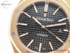 Royal Oak 41mm 15400 RG ZF 1:1 Best Edition Black Textured Dial on RG Bracelet V2 SA3120 Super Clone - Image 9