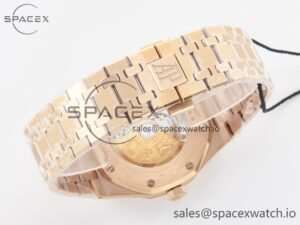 Royal Oak 41mm 15400 RG ZF 1:1 Best Edition Black Textured Dial on RG Bracelet V2 SA3120 Super Clone - Image 15