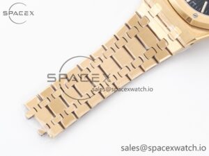 Royal Oak 41mm 15400 RG ZF 1:1 Best Edition Black Textured Dial on RG Bracelet V2 SA3120 Super Clone - Image 21