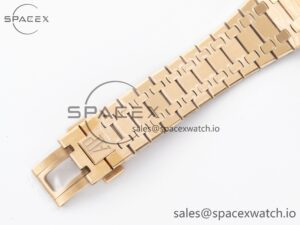 Royal Oak 41mm 15400 RG ZF 1:1 Best Edition Black Textured Dial on RG Bracelet V2 SA3120 Super Clone - Image 22