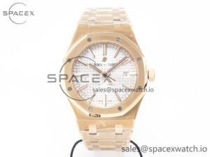 Royal Oak 41mm 15400 RG ZF 1:1 Best Edition White Textured Dial on RG Bracelet V2 SA3120 Super Clone