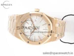 Royal Oak 41mm 15400 RG ZF 1:1 Best Edition White Textured Dial on RG Bracelet V2 SA3120 Super Clone - Image 8