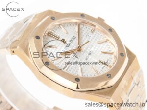 Royal Oak 41mm 15400 RG ZF 1:1 Best Edition White Textured Dial on RG Bracelet V2 SA3120 Super Clone - Image 6