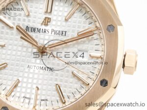 Royal Oak 41mm 15400 RG ZF 1:1 Best Edition White Textured Dial on RG Bracelet V2 SA3120 Super Clone - Image 11
