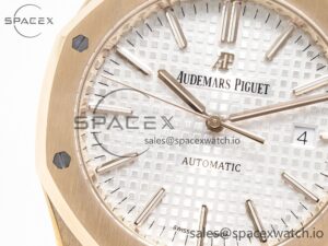 Royal Oak 41mm 15400 RG ZF 1:1 Best Edition White Textured Dial on RG Bracelet V2 SA3120 Super Clone - Image 9