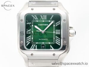 Santos de Cartier 40mm SS 2018 BVF 1:1 Best Edition Green Dial on SS SmartLinks Bracelet MIYOTA 9015 V2 - Image 2