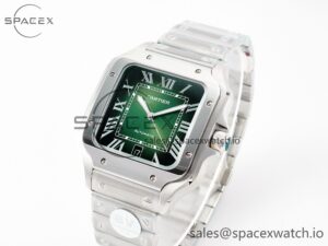 Santos de Cartier 40mm SS 2018 BVF 1:1 Best Edition Green Dial on SS SmartLinks Bracelet MIYOTA 9015 V2 - Image 4