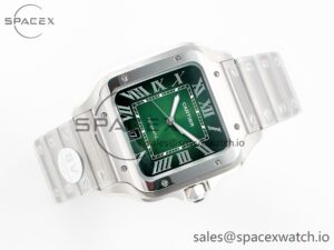 Santos de Cartier 40mm SS 2018 BVF 1:1 Best Edition Green Dial on SS SmartLinks Bracelet MIYOTA 9015 V2 - Image 7