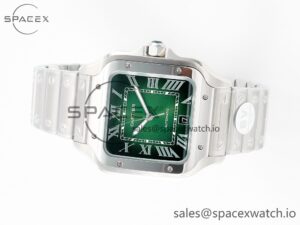 Santos de Cartier 40mm SS 2018 BVF 1:1 Best Edition Green Dial on SS SmartLinks Bracelet MIYOTA 9015 V2 - Image 8