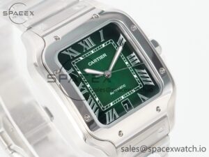 Santos de Cartier 40mm SS 2018 BVF 1:1 Best Edition Green Dial on SS SmartLinks Bracelet MIYOTA 9015 V2 - Image 3