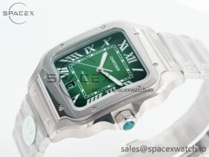 Santos de Cartier 40mm SS 2018 BVF 1:1 Best Edition Green Dial on SS SmartLinks Bracelet MIYOTA 9015 V2 - Image 5