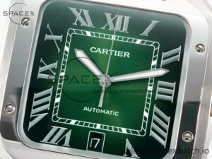 Santos de Cartier 40mm SS 2018 BVF 1:1 Best Edition Green Dial on SS SmartLinks Bracelet MIYOTA 9015 V2 - Image 9