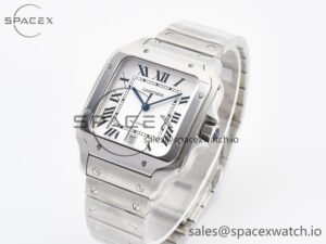 Santos de Cartier 40mm SS BVF 1:1 Best Edition White Dial on SS Bracelet MIYOTA 9015 - Image 4