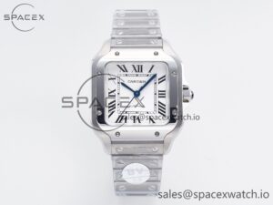 Santos de Cartier 35mm SS 2018 BVF 1:1 Best Edition White Dial on SS SmartLinks Bracelet MIYOTA 9015 V2