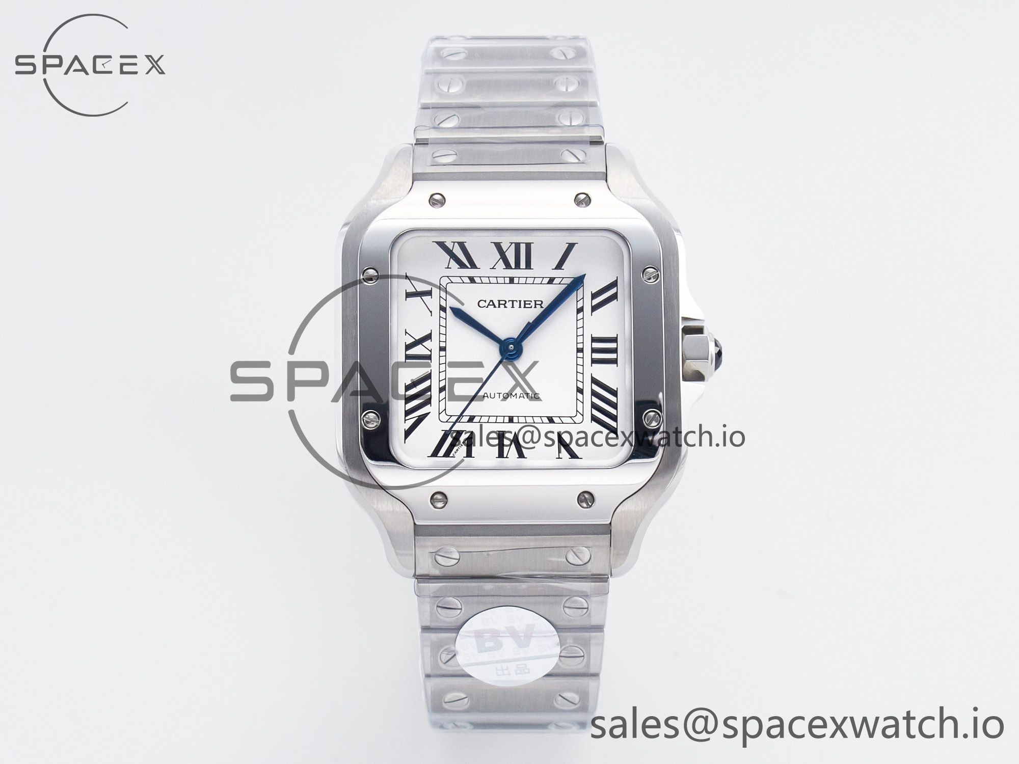 IMG_1688 拷贝 Santos de Cartier 35mm SS 2018 BVF 1:1 Best Edition White Dial on SS SmartLinks Bracelet MIYOTA 9015 V2 - Image 1
