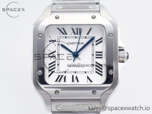 Santos de Cartier 35mm SS 2018 BVF 1:1 Best Edition White Dial on SS SmartLinks Bracelet MIYOTA 9015 V2 - Image 2