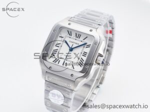 Santos de Cartier 35mm SS 2018 BVF 1:1 Best Edition White Dial on SS SmartLinks Bracelet MIYOTA 9015 V2 - Image 4