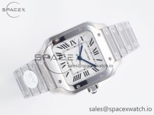 Santos de Cartier 35mm SS 2018 BVF 1:1 Best Edition White Dial on SS SmartLinks Bracelet MIYOTA 9015 V2 - Image 7