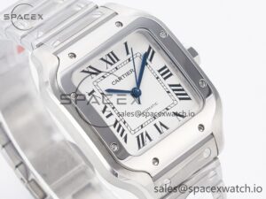Santos de Cartier 35mm SS 2018 BVF 1:1 Best Edition White Dial on SS SmartLinks Bracelet MIYOTA 9015 V2 - Image 3