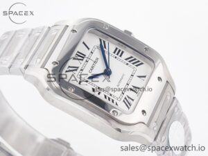 Santos de Cartier 35mm SS 2018 BVF 1:1 Best Edition White Dial on SS SmartLinks Bracelet MIYOTA 9015 V2 - Image 6